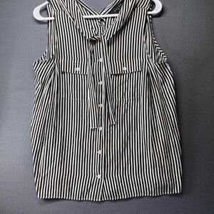 Black and‎ White Striped Sleeveless Blouse